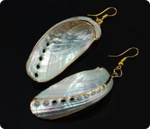 Pearlescent Iridescent Gold Gilded Mermaid Shell Earrings