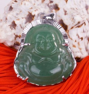 Silver Jade Buddha Buddhist Pendant Necklace [style6]