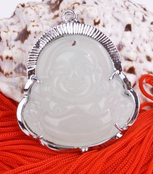 Silver Jade Buddha Buddhist Pendant Necklace [style7]
