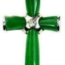 Silver Jade Christian Cross Crucifix Pendant Necklace