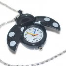 Black Ladybug Watch Pendant Necklace