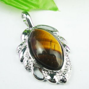 Silver Tiger's Eye Pendant Necklace [style1]