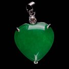 Silver Jade Heart Pendant Necklace
