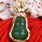 18K Gold Jade Gourd Pendant Necklace