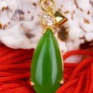 18K Gold Jade Crystal "Teardrop" Pendant Necklace