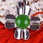 Silver Jade Four Leaf Clover Pendant Necklace