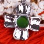 Silver Jade Four Leaf Clover Pendant Necklace