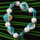 Sea Blue Shell Mother of Pearl Mermaid Bracelet Bangle