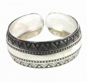 Antique Silver Ethnic Tribal Cuff Bracelet Bangle