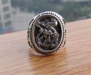 Antique Tibetan Silver Chinese Dragon Ring
