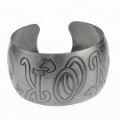Exotic Brushed Silver Symbol Oversized Cuff Bracelet Bangle