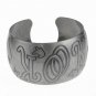 Exotic Brushed Silver Symbol Oversized Cuff Bracelet Bangle