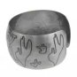 Exotic Brushed Silver Symbol Oversized Cuff Bracelet Bangle