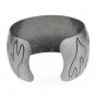 Exotic Brushed Silver Symbol Oversized Cuff Bracelet Bangle