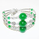 Tibetan Silver Green Jade Bracelet [style 4]