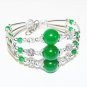 Tibetan Silver Green Jade Bracelet [style 4]