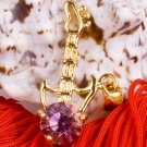 18K Gold Purple Crystal Rockstar Guitar Pendant Necklace