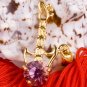 18K Gold Purple Crystal Rockstar Guitar Pendant Necklace