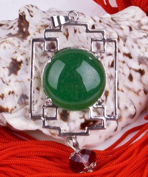 Silver Jade Crystal Chinese Lantern Pendant Necklace