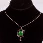 Silver Jade Crystal Chinese Lantern Pendant Necklace