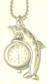 Silver Dolphin Watch Necklace