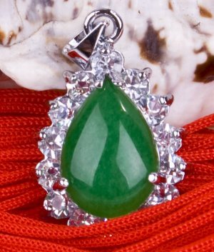 Silver Jade Crystal Pendant Necklace [style15]