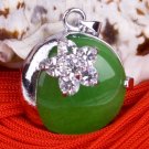 Silver Jade Crystal Moon Pendant Necklace