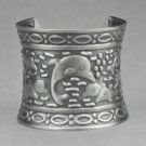 Antique Silver Dolphin Mermaid's Bangle Cuff Bracelet