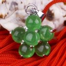 Silver Jade Flower Amulet Pendant Necklace