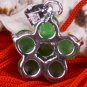 Silver Jade Flower Amulet Pendant Necklace