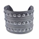 Antique Silver Military Studded Cuff Bangle Bracelet