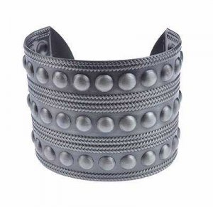Antique Silver Military Studded Cuff Bangle Bracelet