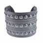 Antique Silver Military Studded Cuff Bangle Bracelet