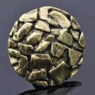 Antique Gold Bronze Round Conglomerate Cocktail Ring