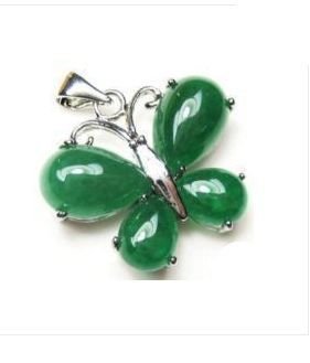 Silver Jade Butterfly Pendant Necklace