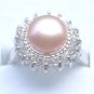 Genuine Pink Freshwater Pearl Crystal Ring