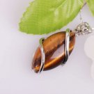 Genuine Tiger's Eye Silver Entwined Pendant Necklace