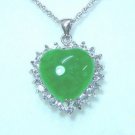 Genuine Jade Crystal Heart Pendant Necklace