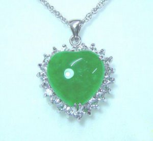 Genuine Jade Crystal Heart Pendant Necklace