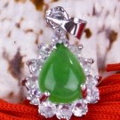 Silver Jade Crystal Teardrop Pendant Necklace