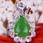 Silver Jade Crystal Teardrop Pendant Necklace