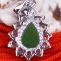 Silver Jade Crystal Teardrop Pendant Necklace