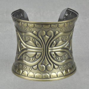 Antique Bronze Greco-Roman Style Cross Cuff Bangle Bracelet