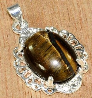 Silver Tiger's Eye Pendant Necklace [style3]