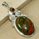 Silver Tiger's Eye Unakite Pendant Necklace