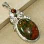 Silver Tiger's Eye Unakite Pendant Necklace