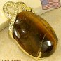 18K Gold Tiger's Eye Pendant Necklace