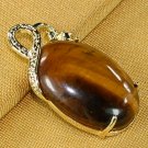 18K Gold Tiger's Eye Pendant Necklace
