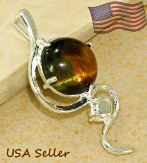 Silver Tiger's Eye Pendant Necklace [style6]