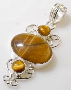 Silver Tiger's Eye Pendant Necklace [style8]